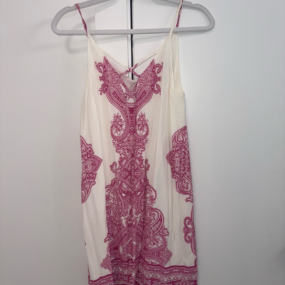 Francesca's Collections Cream Slip Maxi with Pink Paisley